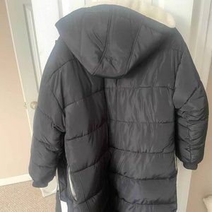 Missguided Reversible Longline Faux Sherpa  Puffer Coat Sz 4